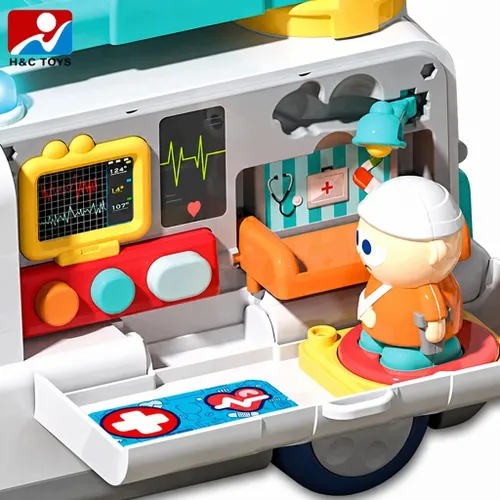 Interaktywna Edukacyjna Karetka Ambulans Światło Dźwięk Figurki 15 Melodii