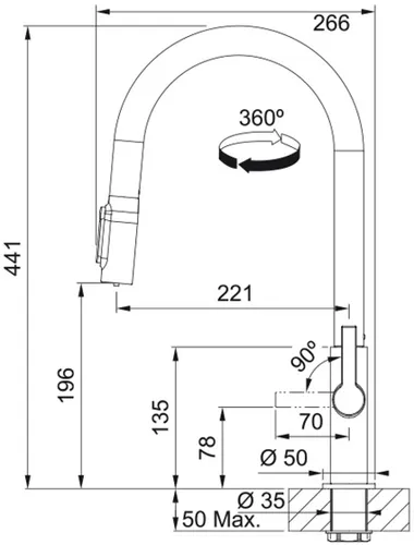 Bateria FRANKE Maris Slim Clear Water 120.0730.870 Chrom