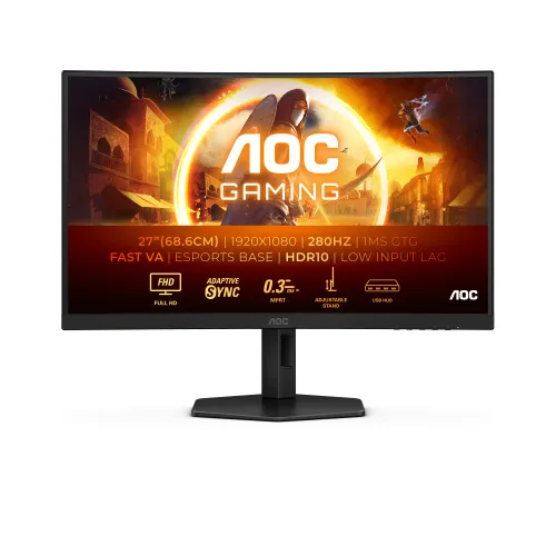 Monitor AOC C27G4ZXU 27" Full HD Fast VA 280Hz 0,3ms MPRT Zakrzywiony Gamingowy