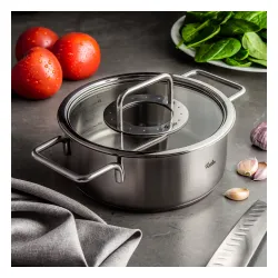 FISSLER Pure Collection 2,4 l - garnek ze stali nierdzewnej ze szklaną pokrywką