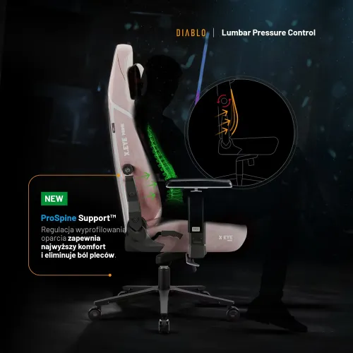 Fotel Diablo Chairs X.Eye Prime, Normal Size, Akira Pink Gamingowy do 140kg Różowy