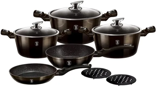 Zestaw garnków BERLINGER HAUS Metallic Line Shiny Black Edition BH-6615 (13 elementów)