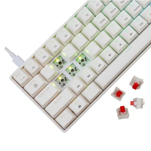 Klawiatura gamingowa White Shark Shinobi Red przewodowa mechaniczna podświetlana biała