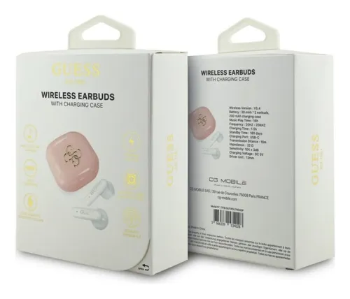 Słuchawki douszne GUESS 4G Metal Logo Różowy