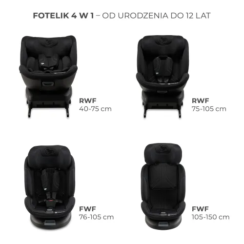 Fotelik samochodowy KINDERKRAFT Xpedition 3 I-Size 40-150 cm (0-22 kg) Czarny