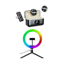 Mikrofon HAWK HW-MIC201 + Lampa pierścieniowa LED VÖGEL SF400 RGB selfie