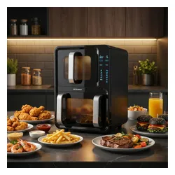 Air Fryer Frytkownica beztłuszczowa BERDSEN BD-664 12l z podwójnym koszem i okienkiem do obserwacji postępów gotowania