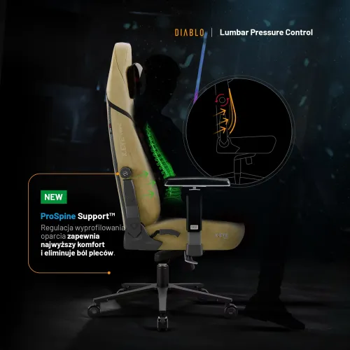 Fotel Diablo Chairs X.Eye Prime, Normal Size, Broken Gold Gamingowy do 140kg Złoty