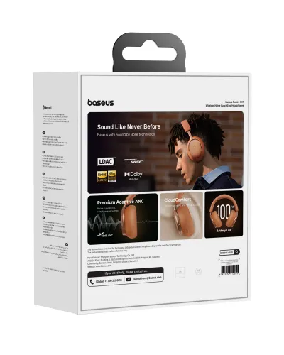 Słuchawki bezprzewodowe Baseus Inspire XH1 ANC Technologia Sound by Bose Nauszne Bluetooth 6.0 Gwiezdny Żar