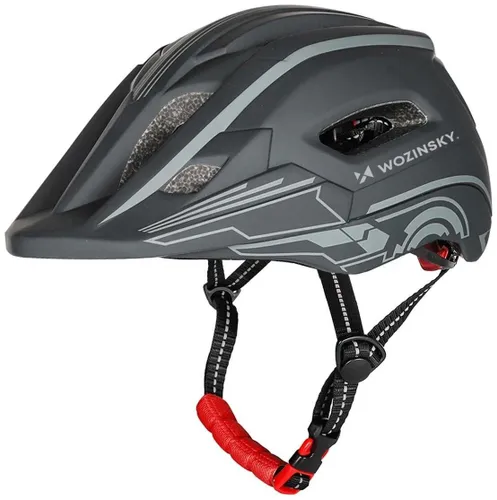 Kask rowerowy WOZINSKY HT-27S Szary Full Face dla Dzieci z odkręcaną szczęką i lampką (rozmiar uniwersalny)