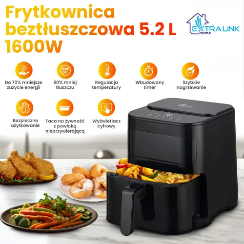 Air fryer Extralink Home SJ-520 1600W 5,2l Aplikacja mobilna