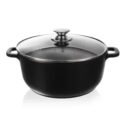 Garnek aluminiowy z pokrywką GRANDE CZARNY 7 l