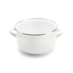 Garnek emaliowany z pokrywką EMALIA POLSKA PLESZEW PYZA DIAMOND BIAŁY 3,8 l