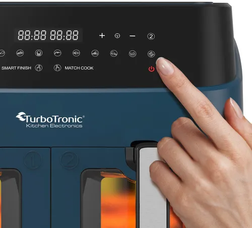 Air Fryer Frytkownica beztłuszczowa TURBOTRONIC TT-DAF6W Niebieski 9l z podwójnym koszem