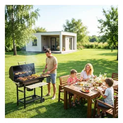 Grill węglowy ogrodowy Berdsen BD-895 z półkami beczka z kominem + termometr + popielnik