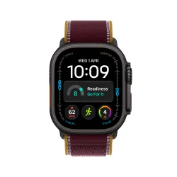 Apple Watch Ultra 4 GPS + Cellular koperta z tytanu czarny 49mm Opaska Trail w kolorze burgunda Rozmiar M/L