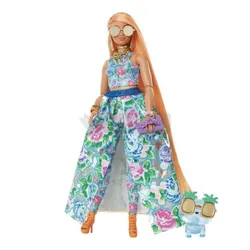 Lalka Barbie Extra Moda Fancy sukienka w kwiaty HHN14