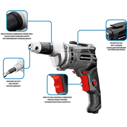 Сетевая Дрель-шуруповерт Graphite 58g794