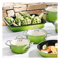 RIESS Nouvelle Smaragd 1 l - garnek emaliowany z pokrywką