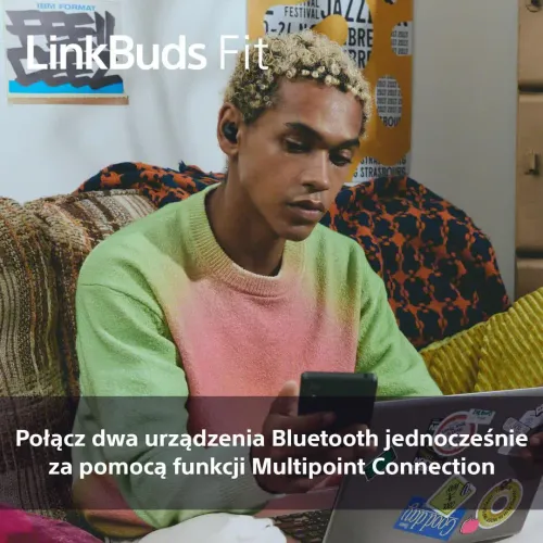 Słuchawki bezprzewodowe Sony LinkBuds Fit WF-LS910NG Dokanałowe Bluetooth 5.3 Zielony