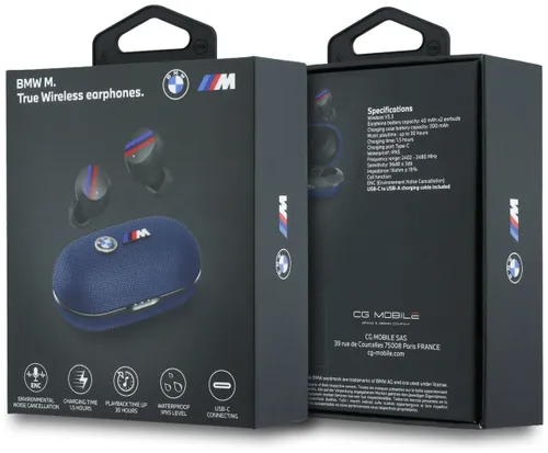 Słuchawki dokanałowe BMW M Metal Logo ENC Niebieski