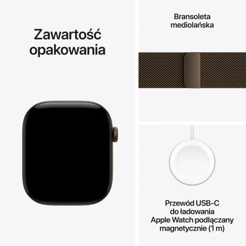 Apple Watch Series 12 GPS + Cellular Koperta 46 mm z aluminium ciemny brąz Bransoleta mediolańska ciemny brąz M/L