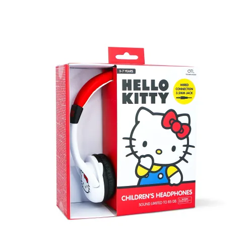 Słuchawki przewodowe z mikrofonem OTL Technologies Hello Kitty Moulded Dla dzieci Nauszne Biało-czerwony