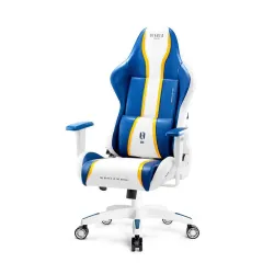 Fotel Diablo Chairs X-One 2.0 King Size Aqua Blue Gamingowy do 160kg Skóra ECO Tkanina Biało-niebieski