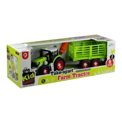 Duży Traktor Do Rozkręcania 43Cm Zestaw Konstrukcyjny Otwierana Przyczepa Łyżka