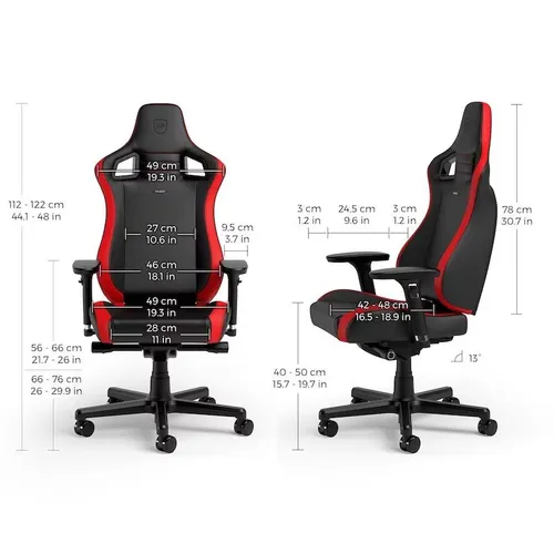 Fotel Noblechairs EPIC COMPACT Black Carbon Red Gamingowy do 120kg Skóra ECO Czarno-czerwony