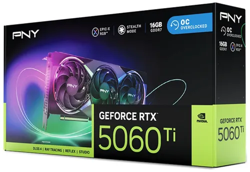 Karta graficzna PNY GeForce RTX 5060 Ti RGB OC Epic-X Overclocked Triple Fan 16GB DLSS 4