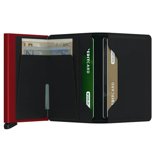 RFID Cüzdan Koruma Gizli mat Slimwallet-Siyah / Kırmızı