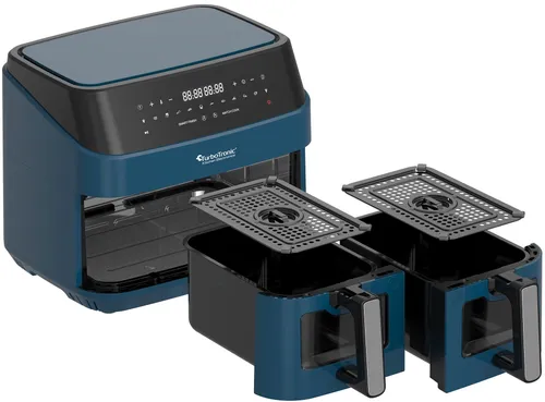 Air Fryer Frytkownica beztłuszczowa TURBOTRONIC TT-DAF6W Niebieski 9l z podwójnym koszem