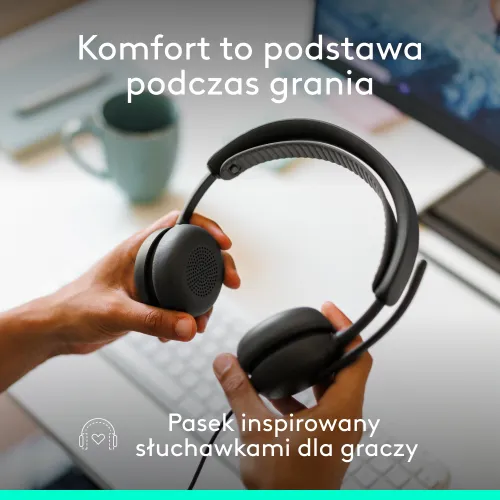 Słuchawki LOGITECH Zone Wired 2 Przewodowe, Nauszne, ANC Grafitowy