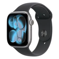 Apple Watch 11 GPS 46mm koperta z aluminium (gwiezdna szarość) + pasek sportowy rozmiar S/M (czarny)