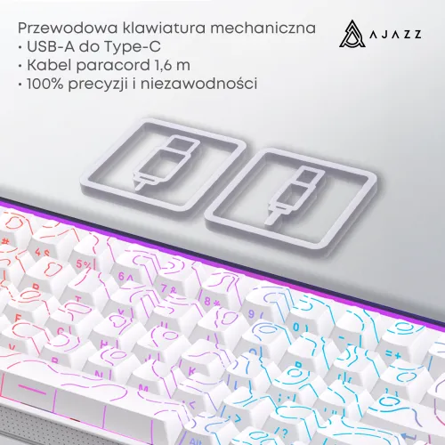 Klawiatura mechaniczna Ajazz NK68 Red Switch Biały