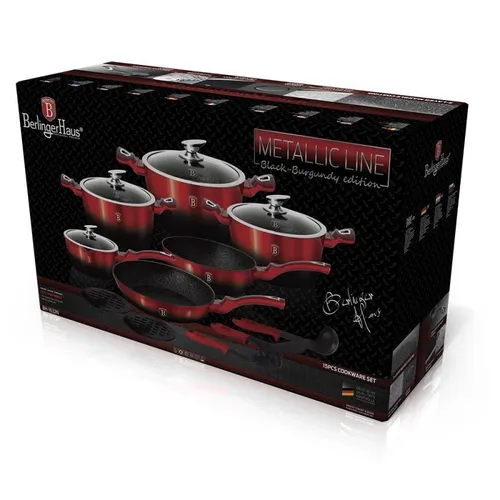Garnki metallic 15 elementów Berlinger haus bh-1632 black burgundy line 1szt