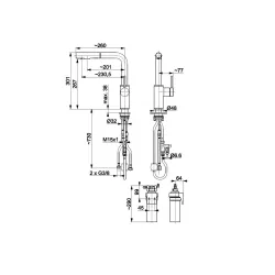Bateria KFA Armatura Duero Pure Basic Pull-Out 6623-113-81 Czarny Stal szlachetna