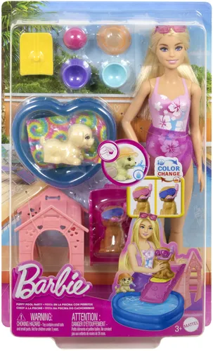 Lalka Barbie Pieski na basenie JBF35