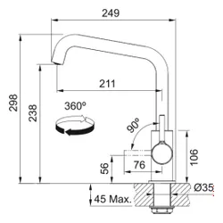 Bateria FRANKE Lina U 115.0728.473 Chrom