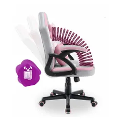 Fotel gamingowy HELL'S CHAIR HC- 1001 Kids Szaro-różowy