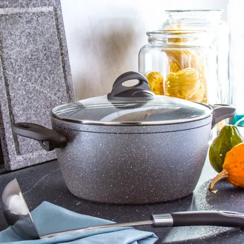 Garnek aluminiowy z pokrywką FLORINA LAVA GRAFITOWY 4,5 l