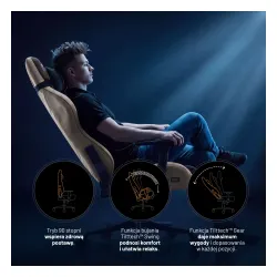 Fotel Diablo Chairs X-One 2.0 Normal Camel Black Gamingowy do 140kg Tkanina Czarno-Beżowy