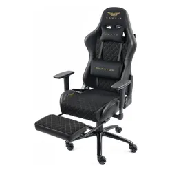 Fotel GAMVIS Phantom Large Czarny (złote elementy) + podnóżek