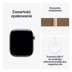 Apple Watch Series 10 GPS + Cellular koperta 46mm tytan złoty bransoleta mediolańska złota M/L