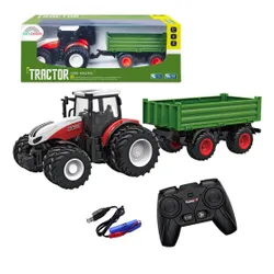 Interaktywny Traktor RC z Wywrotką Ciągnik z Przyczepą Zdalnie Sterowany Zestaw