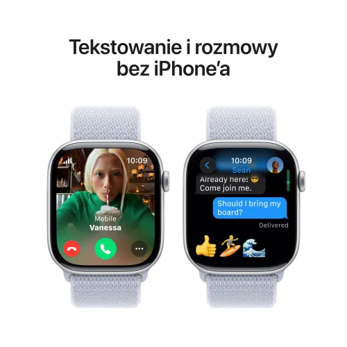 Apple Watch Series 10 GPS + Cellular koperta 46mm aluminium srebrny opaska sportowa błękitny obłok