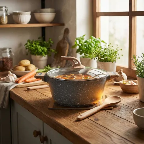 Garnek granitowy typu stone z pokrywką Konighoffer Fegato 6,2 l