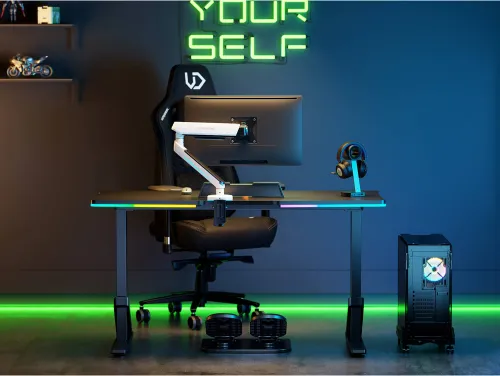 Biurko gamingowe ULTRADESK Iron RGB Czarny