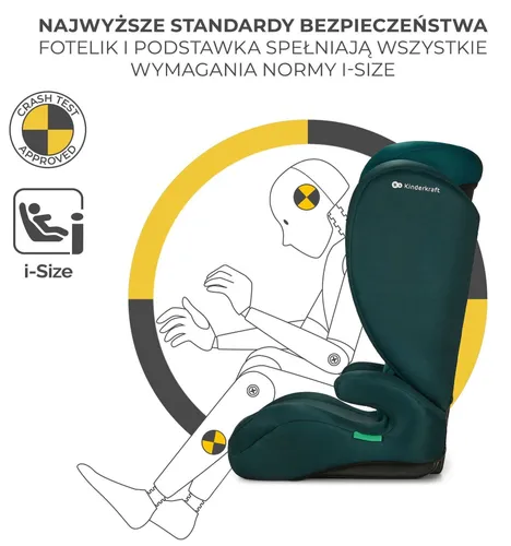 Fotelik samochodowy KINDERKRAFT I-Spark I-Size 2w1 100-150 cm (9-36 kg) Zielony